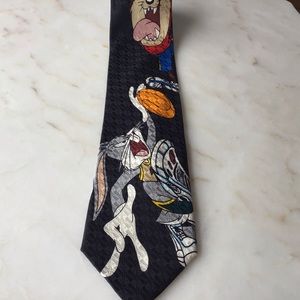 Vintage Looney Tunes Mania basketball silk necktie